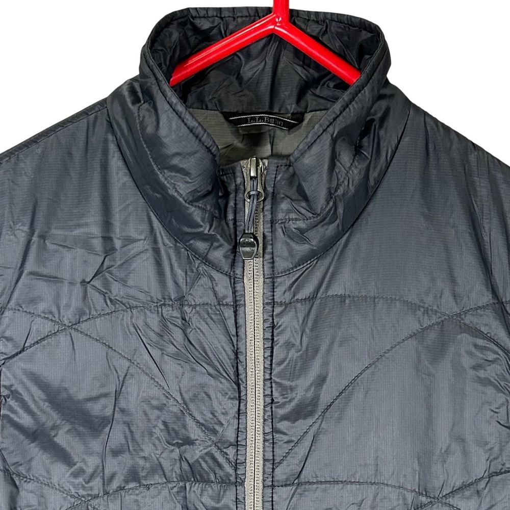LL Bean Stowaway Primaloft Vest Mens Medium Gray‎ Ripstop Quilted